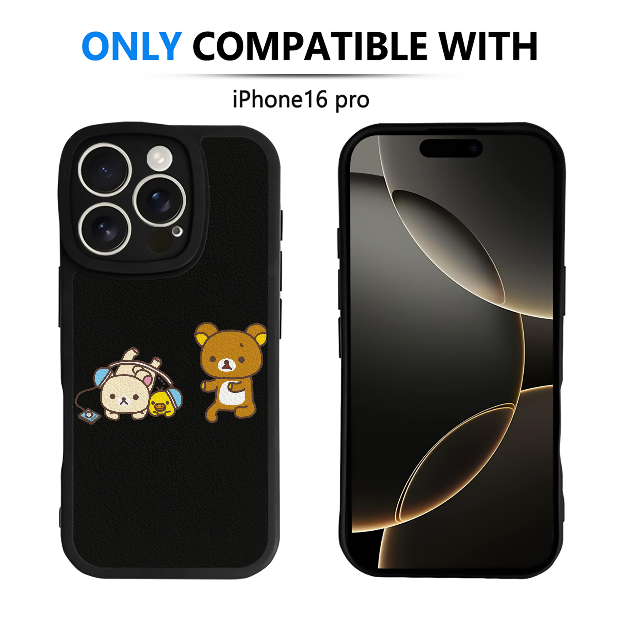 （画像用） リラックマ リラックマ キイロイトリ Rilakkuma Korilakkuma Kiiroitori 【iPhone 16シリーズ対応】シリコンスマホケース（レザー調） 材質：シリコン